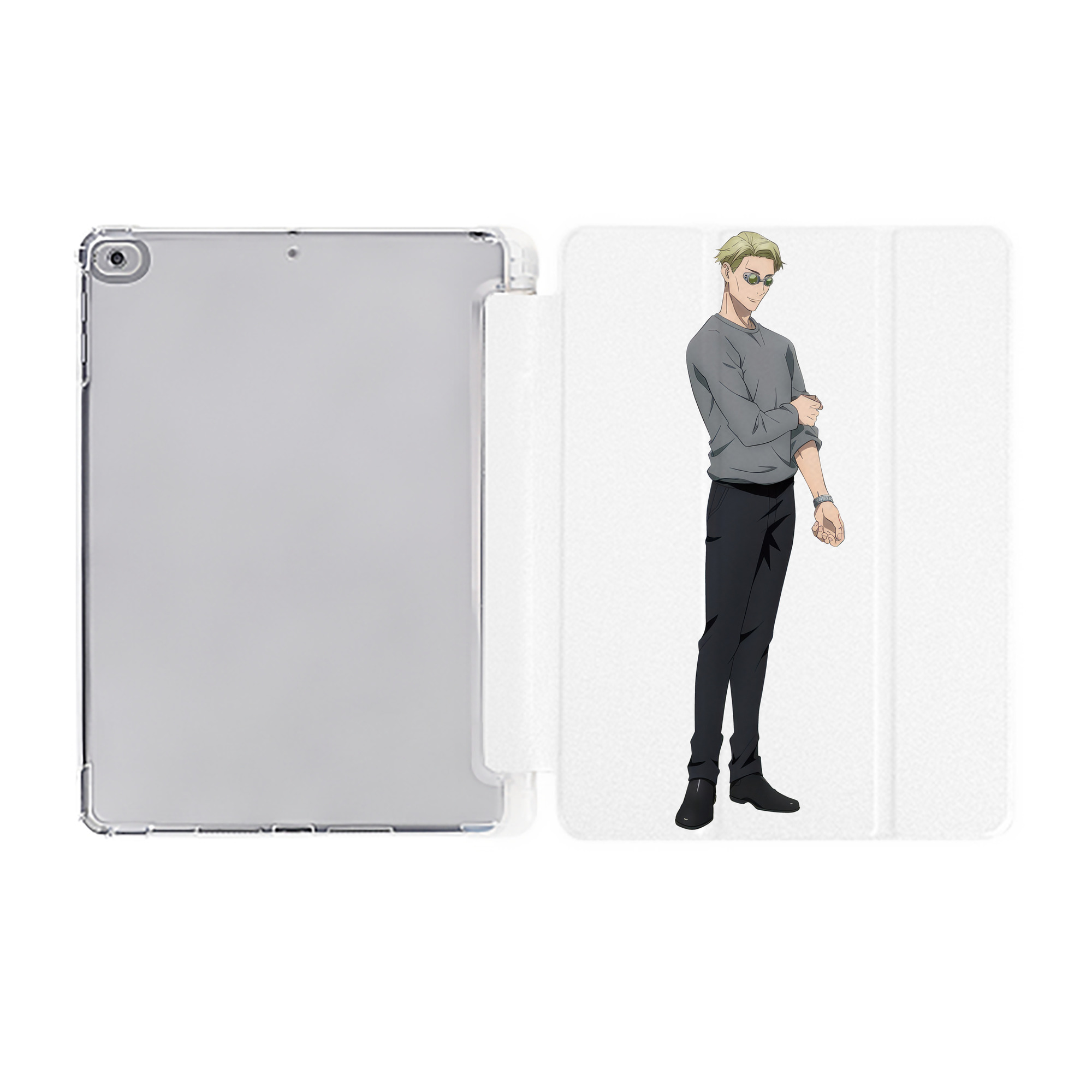 （画像用） 呪術廻戦 Jujutsu Kaisen IPad ケース ペン収納付き 三つ折りスタンド PUレザー×シリコン 対応機種9.5/10.5/10.9インチ